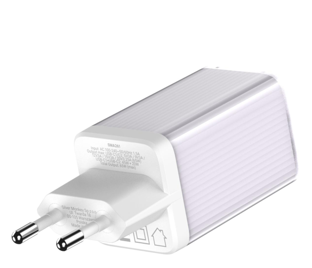 Silver Monkey Ładowarka sieciowa GaN 65W 2x USB-C Purple - 1266245 - zdjęcie 2